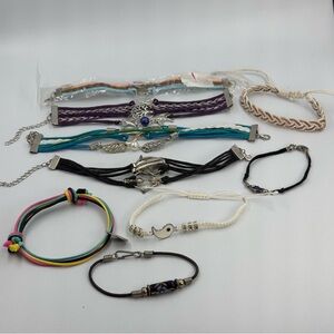 Cord Bracelets Lot of 9 Mixed Styles New to Pre-Loved to Vintage Most Adjustable